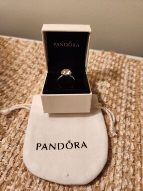 Pandora 925 Silver Ring with Clear Stone Size 52